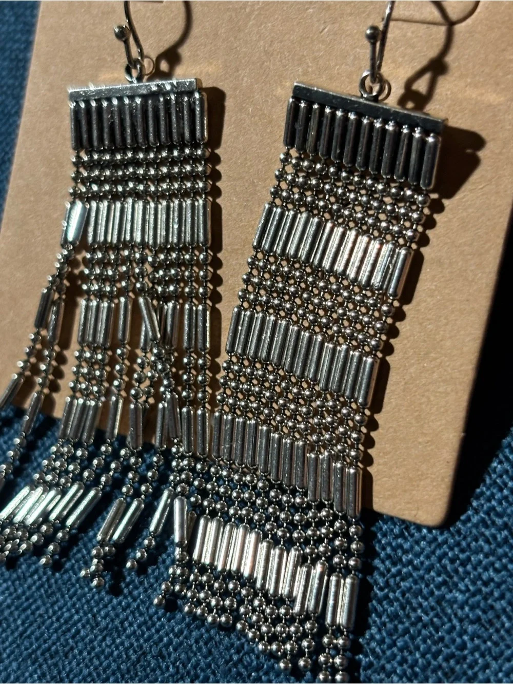 Plunder Silver-Tone Beaded Fringe Earrings